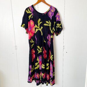 Nostalgia  Muumuu House Dress Lounger Tropical Floral Fairy Grunge, Size Medium